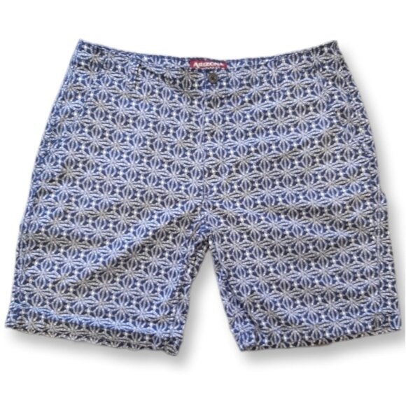 Arizona Jean Company Blue Patterned Men's Flat Front Shorts - Picture 1 of 11